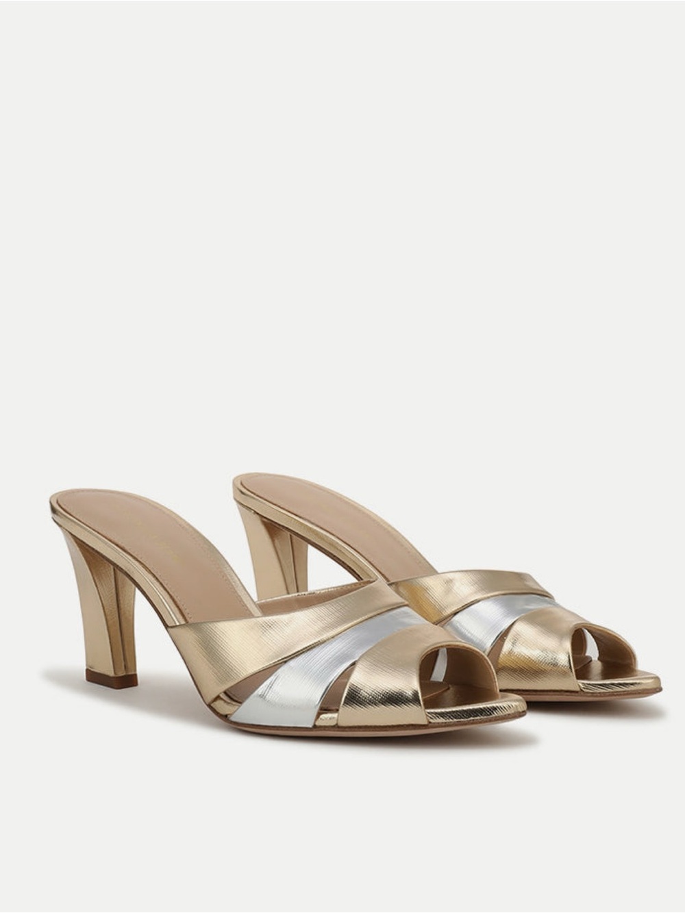 New Veronica Beard Cassiel Metallic Slide Sandal Gold Silver Sz 9